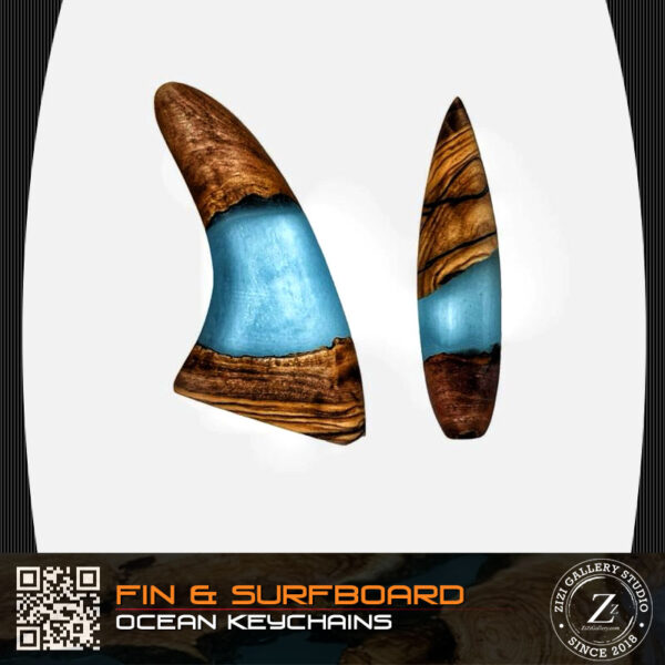 Ocean Fin and Surfboard Keychains