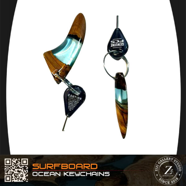 Ocean Fin and Surfboard Keychains