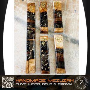 Handmade Mezuzah with Epoxy, Olive Wood, and Gold Flakes